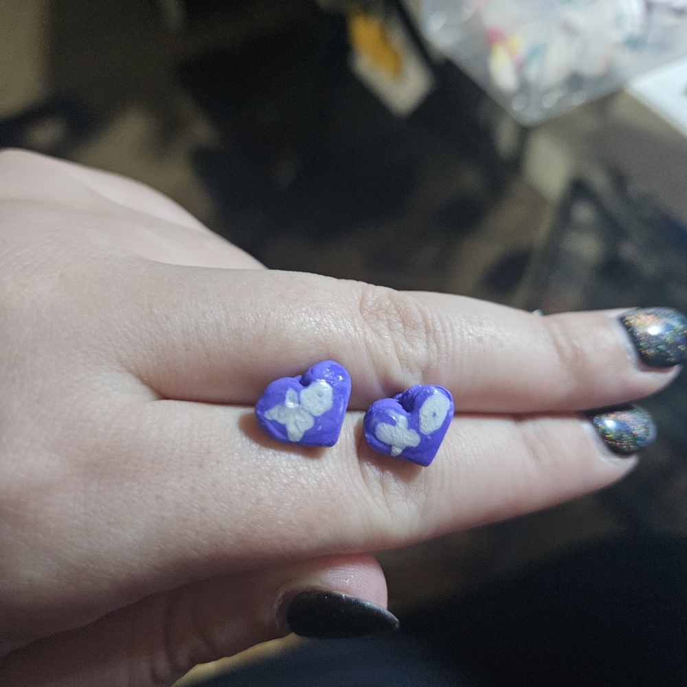 Purple Heart Earrings